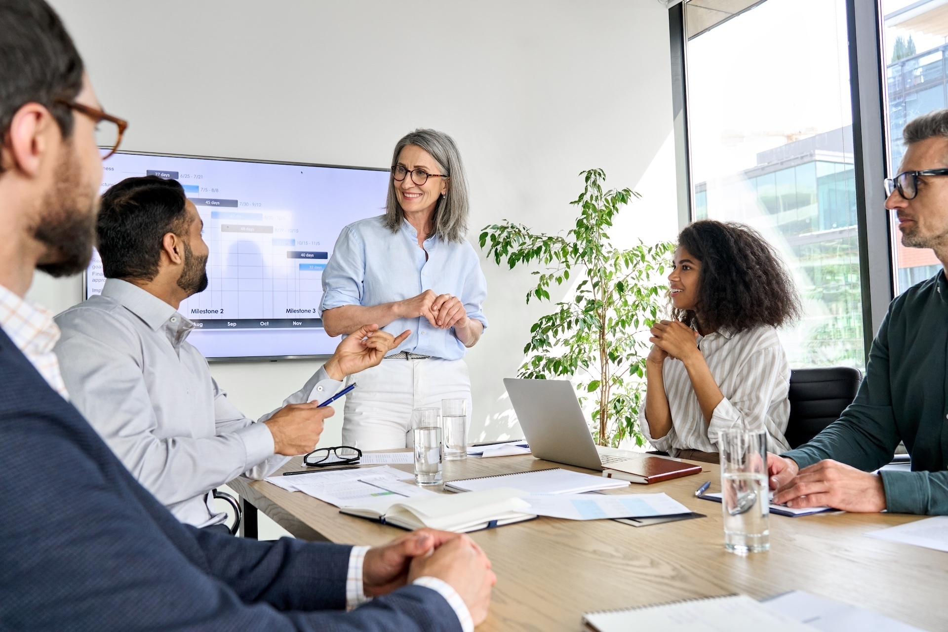 Enterprise team collaborating in an office